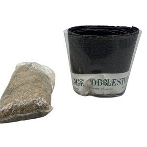 Village Cobblestone Mat With Moss Set  2 Lengths  PVC Resin  4.75" Wide READ